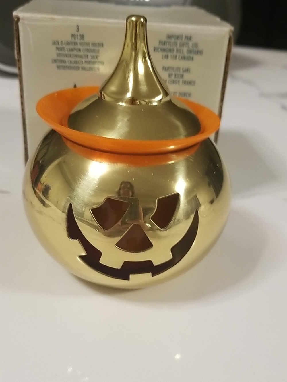 PartyLite Gold Jack-O'-Lantern Votive holder
